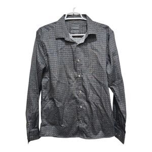 Stitch Note Blue Brown Geometric Button Up Shirt Men’s Medium